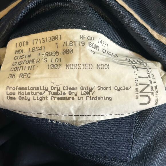 Burberry London Suit Coat Blazer Navy Size 38R 100% Worsted Wool Union Made USA - Picture 7 of 8